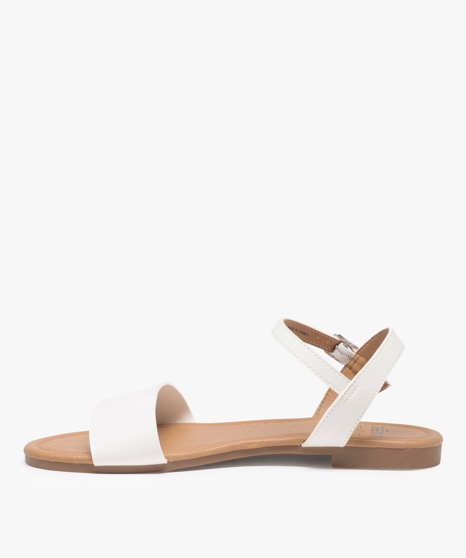 Nu-pieds femme unis à talon plat et bride large blanc | GEMO