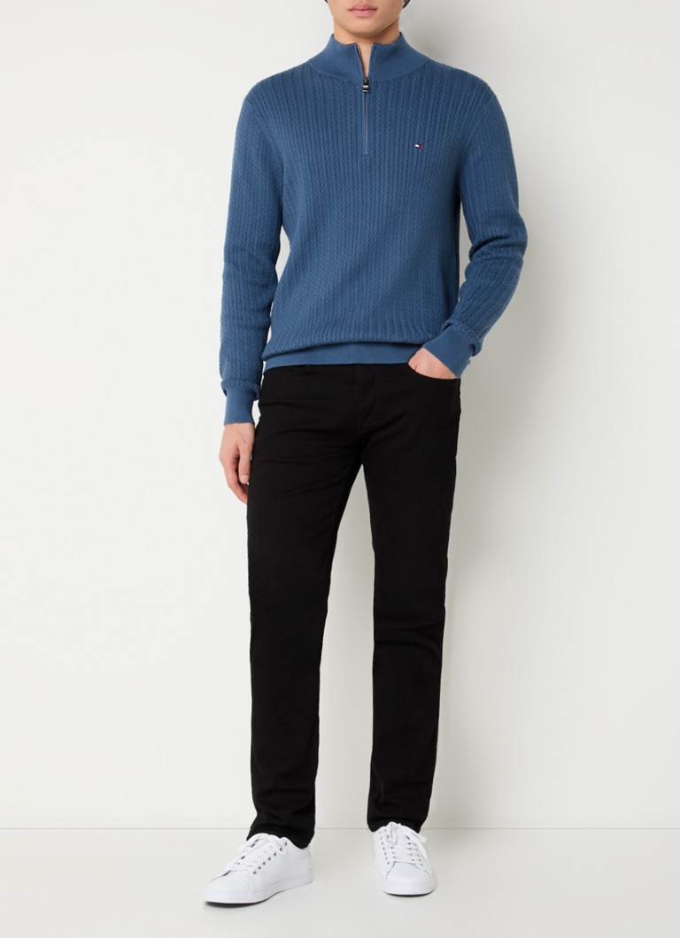 Pull Tommy Hilfiger en grosse maille avec demi-fermeture éclair et motif à chevrons