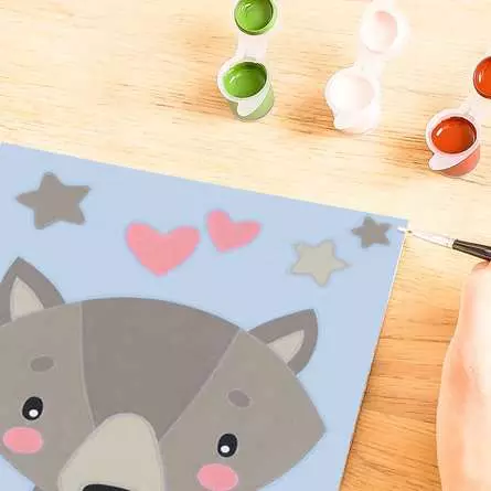 CreArt Kleiner Wolf - Malen nach Zahlen für Kinder ab 7 Jahren