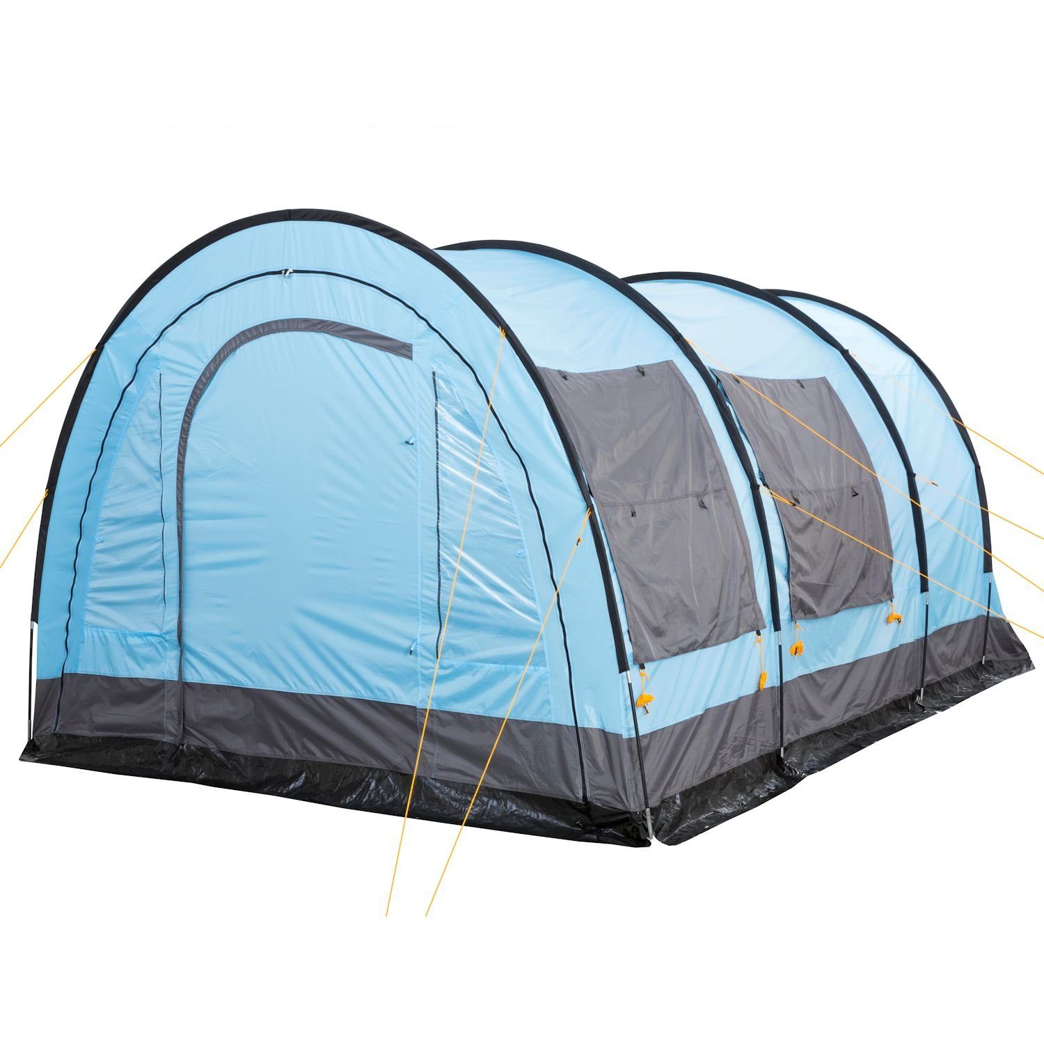 CampFeuer Tunnelzelt Zelt Relax4 für 4 Personen, Hellblau / Grau, 5000 mm Wassersäule, Personen: 4