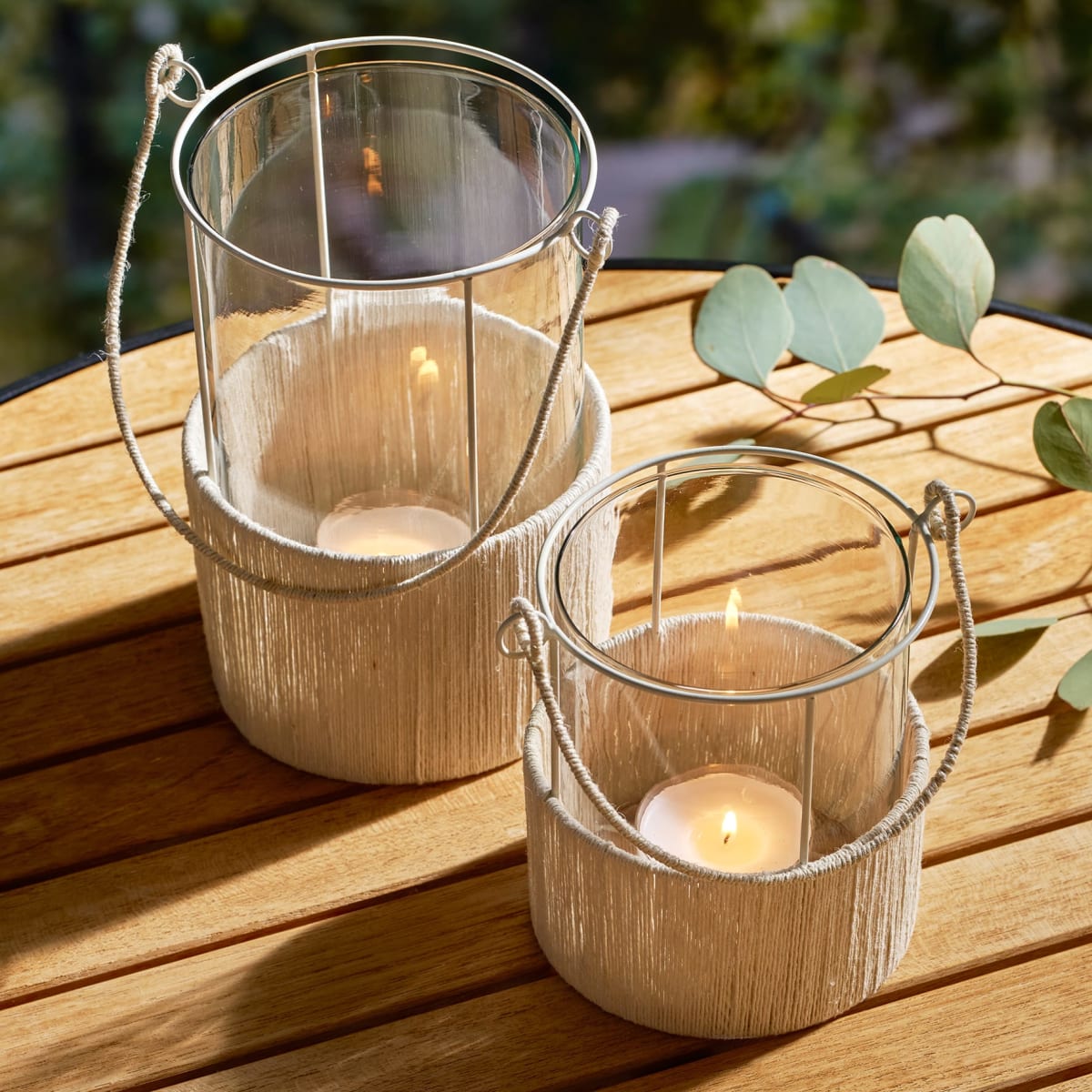Windlicht aus Glas, beige (12x12x15 cm), 1 St