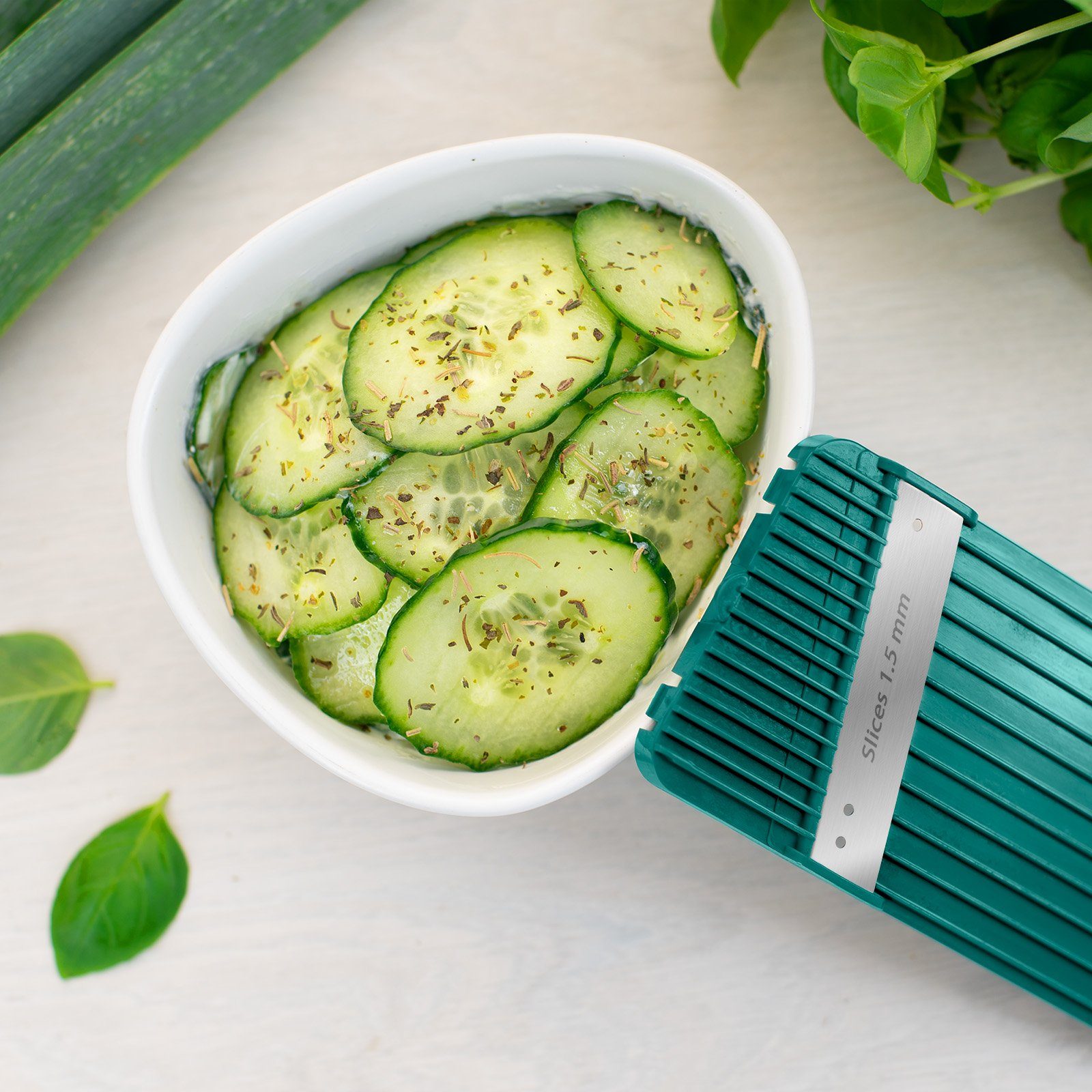Genius Gemüsehobel Genius Nicer Dicer Mando Gemüseschneider 12-tlg., Gemüsehobel manuell, (12 tlg., Deluxe Set), extra-scharfe Klingen aus Edelstahl in G-NOX-Qualität