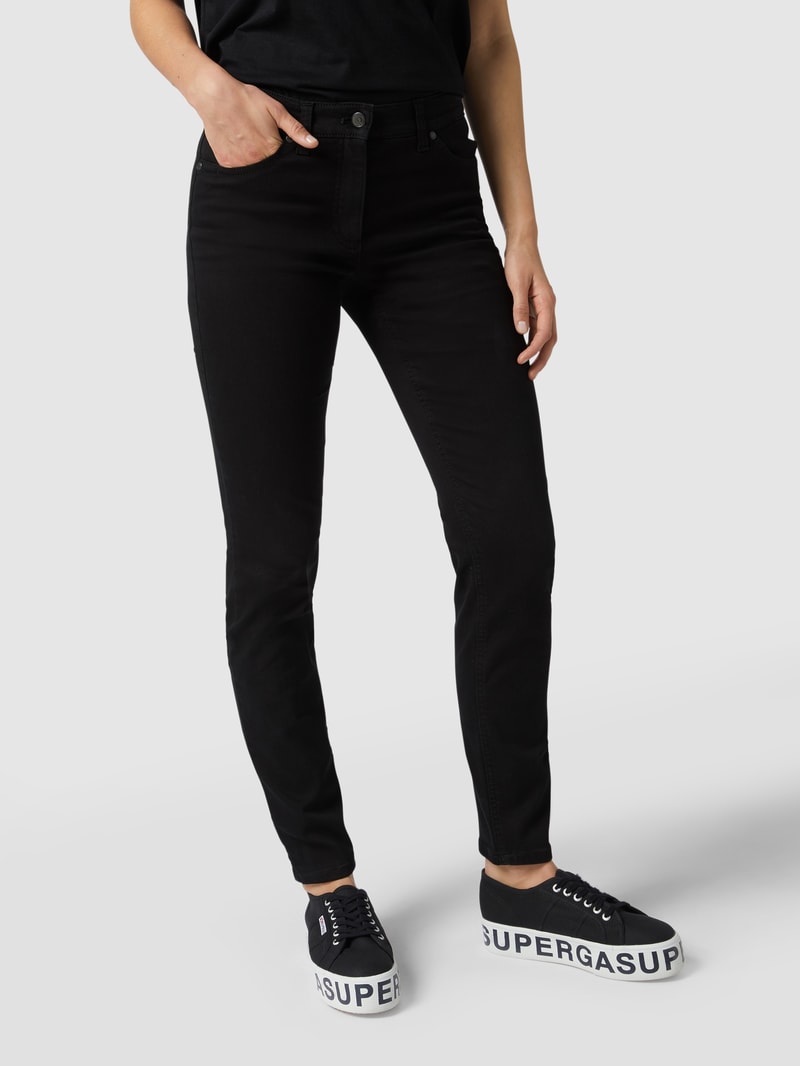 Slim Fit Stretchhose mit Bügelfalten in schwarz