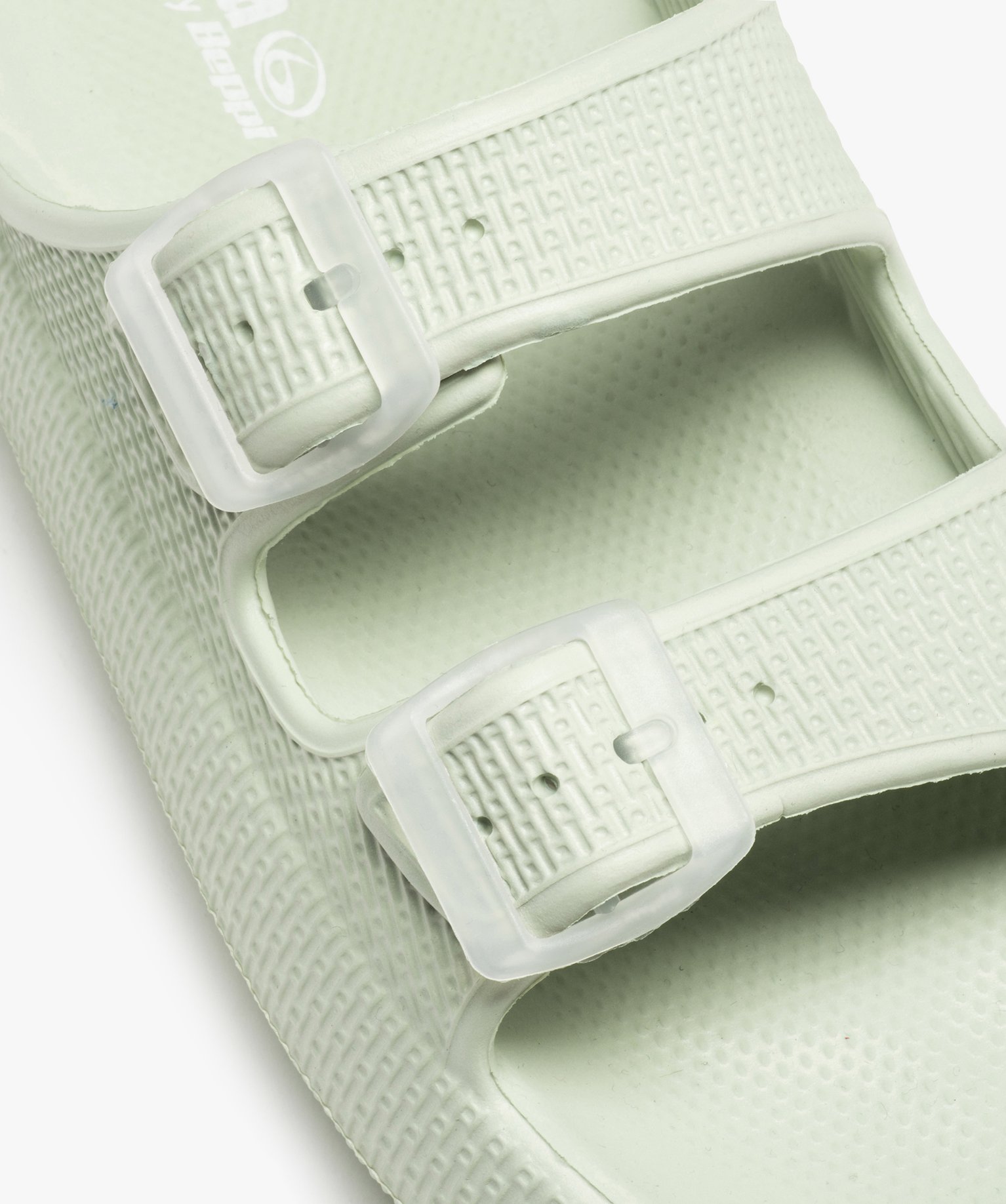 Mules de piscine femme unies à larges brides à boucle avec... vert clair | GEMO
