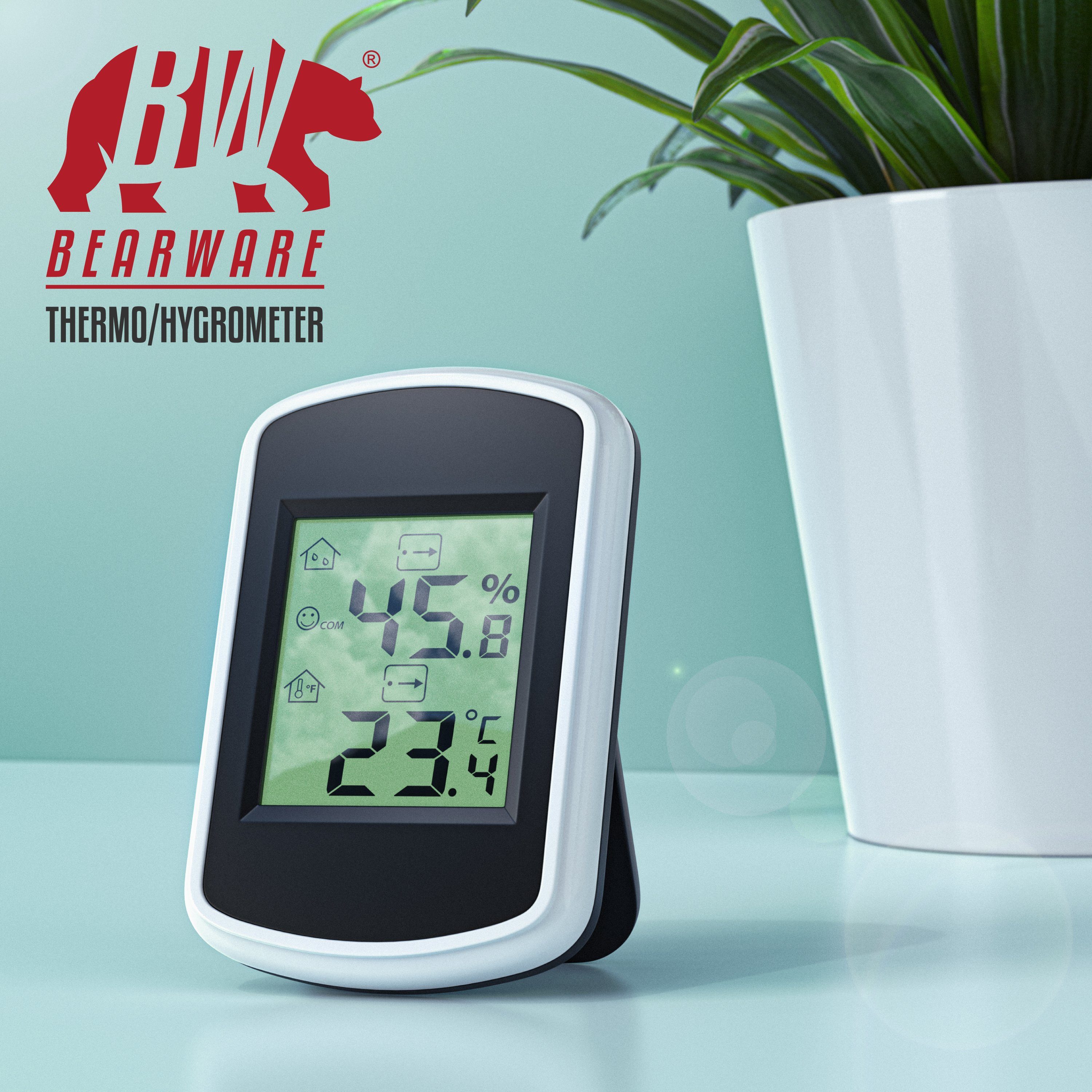 BEARWARE Innenwetterstation (Haltemagneten, Thermometer Hygrometer, Temperatur und Luftfeuchtigkeit Messgerät)
