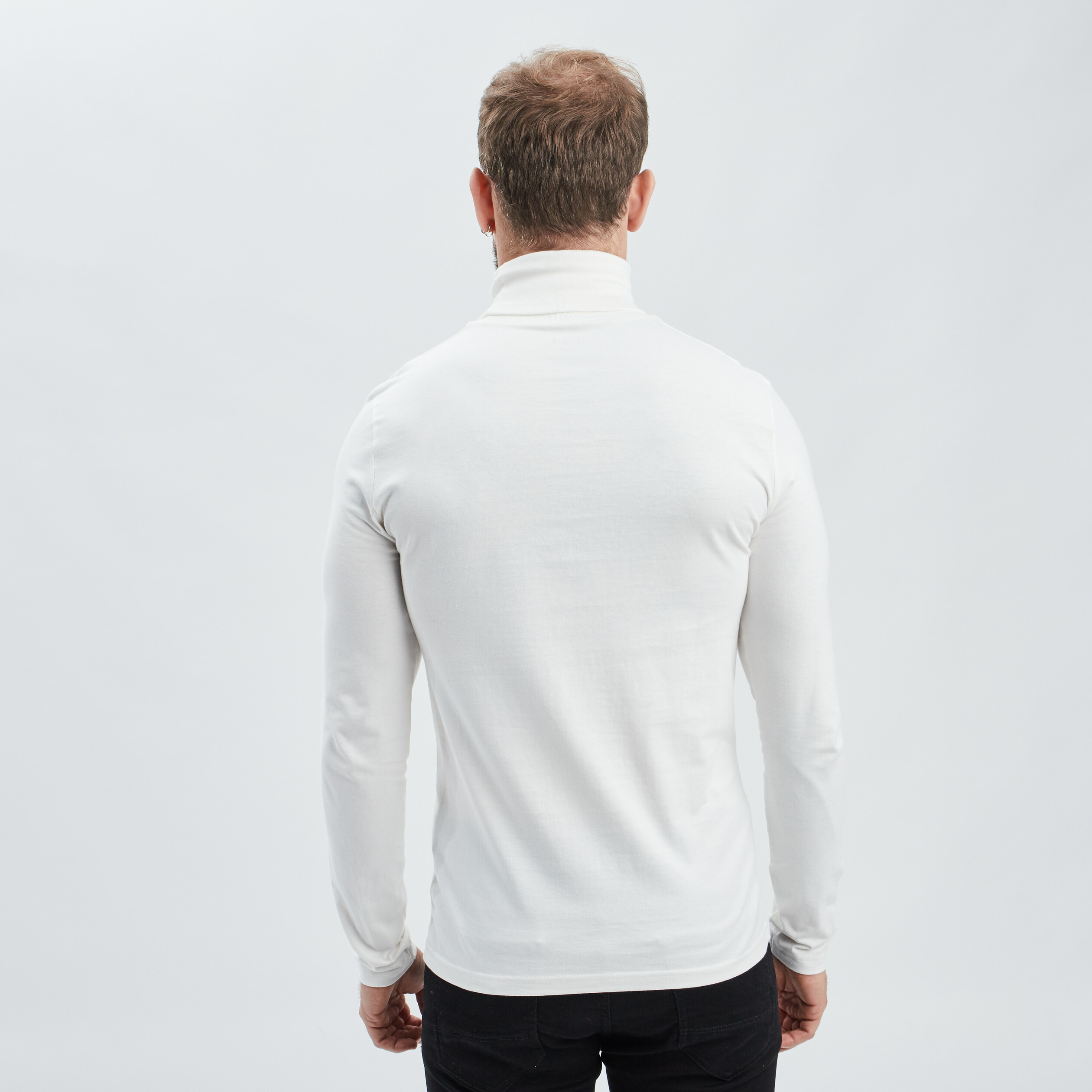 T-shirt col roulé manches longues ivoire homme | La Halle