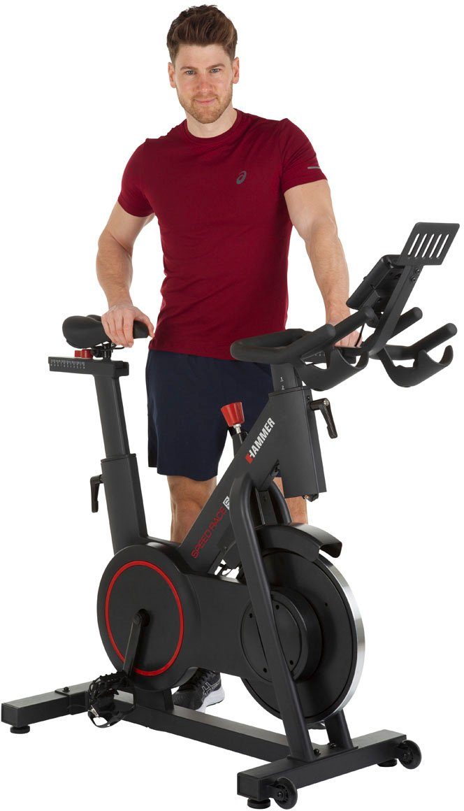 Hammer Speedbike Racer S (5-tlg), Trainingscomputer mit LCD-Anzeige, Fitness-Apps per Smartphone/Tablet