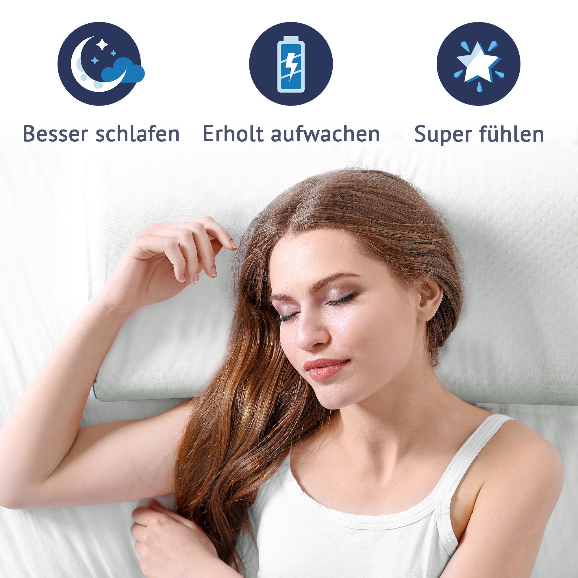 Nackenstützkissen Comfort, casimum, Füllung: Memory Foam, Bezug: Ohne, Ergonomisches Nackenkissen, HWS Kopfkissen, 70x40 cm, ohne Bezug