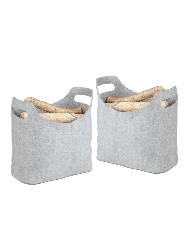 relaxdays 2x Filztaschen in Grau - (B)40 x (H)39,5 x (T)23 cm günstig kaufen onesize