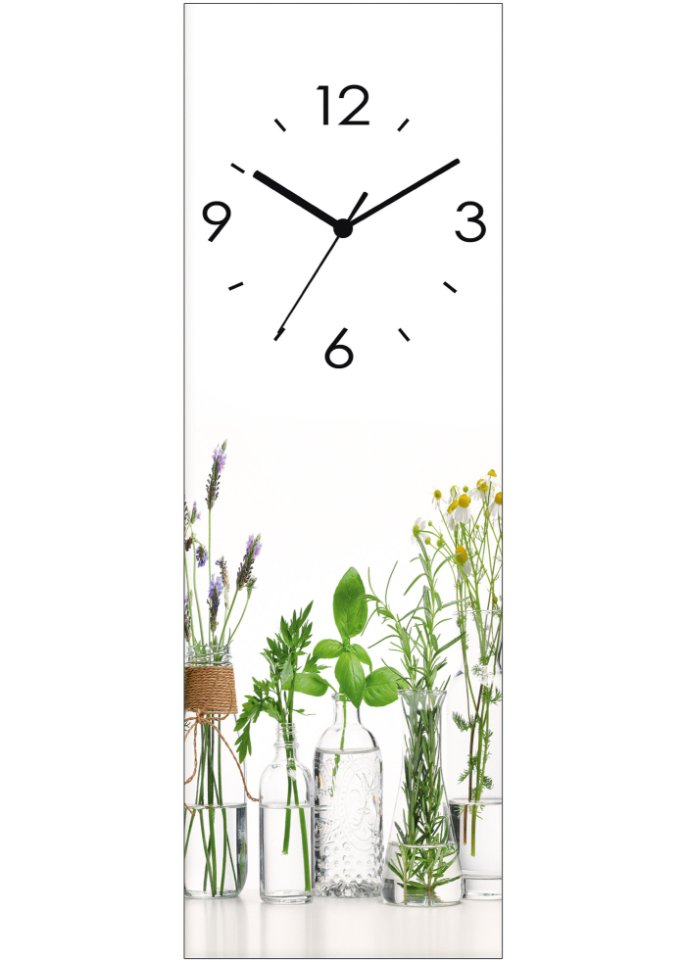 Wanduhr mit Kräuter-Motiv