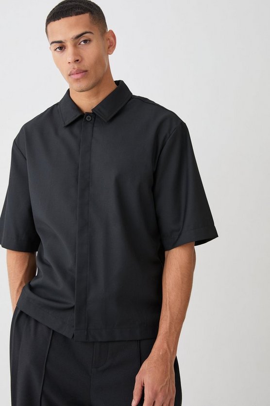 Oversize Stretch-Hemd mit floralem Print