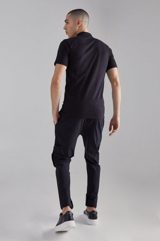 Slim-Fit Poloshirt mit Man-Stickerei