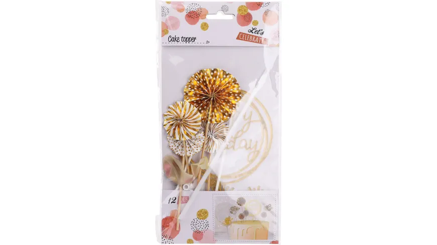 Torten Dekorationsset Happy Birthday gold 12-tlg. gold