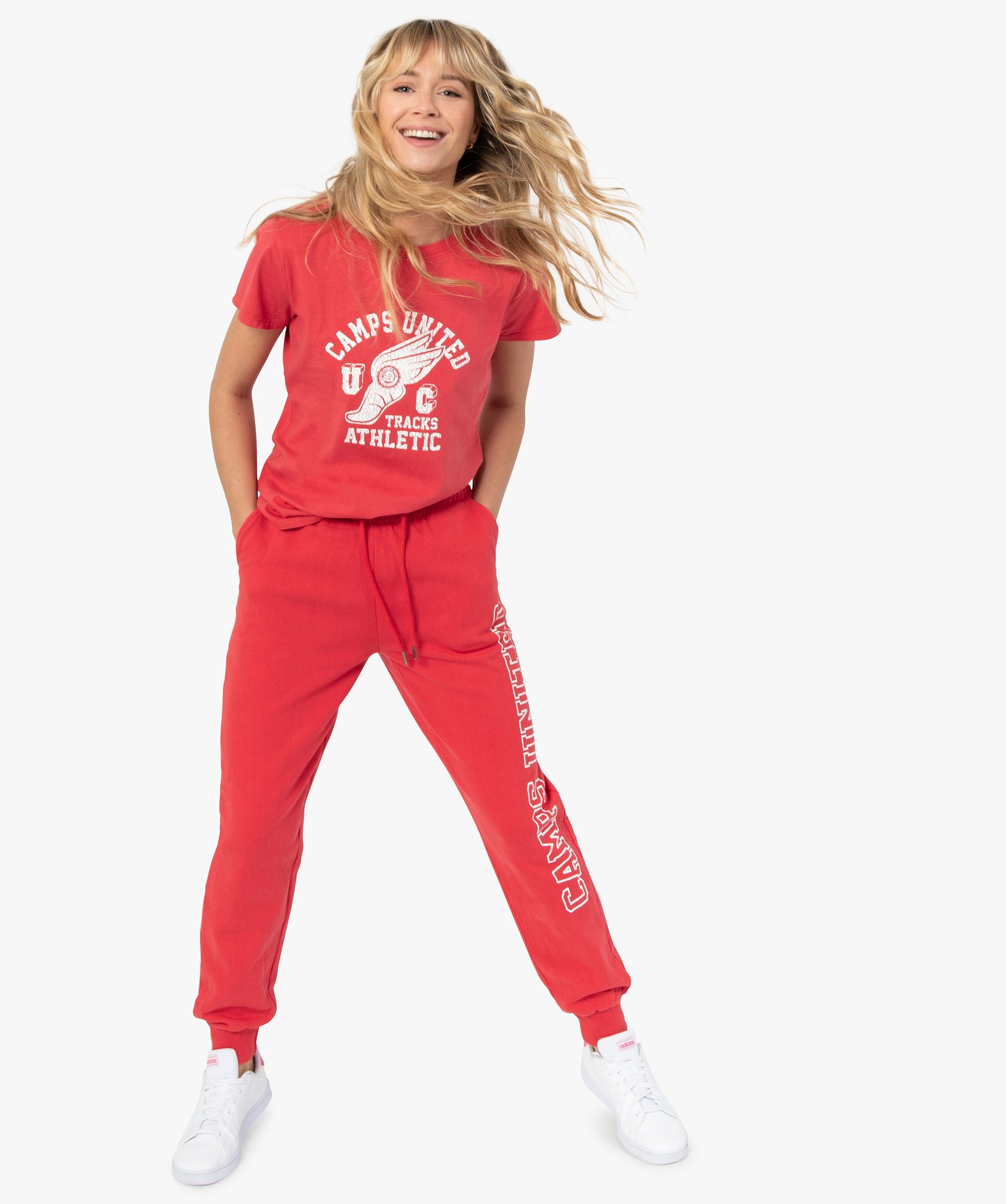 Tee-shirt femme à manches courtes avec motif – Camps United rouge | GEMO