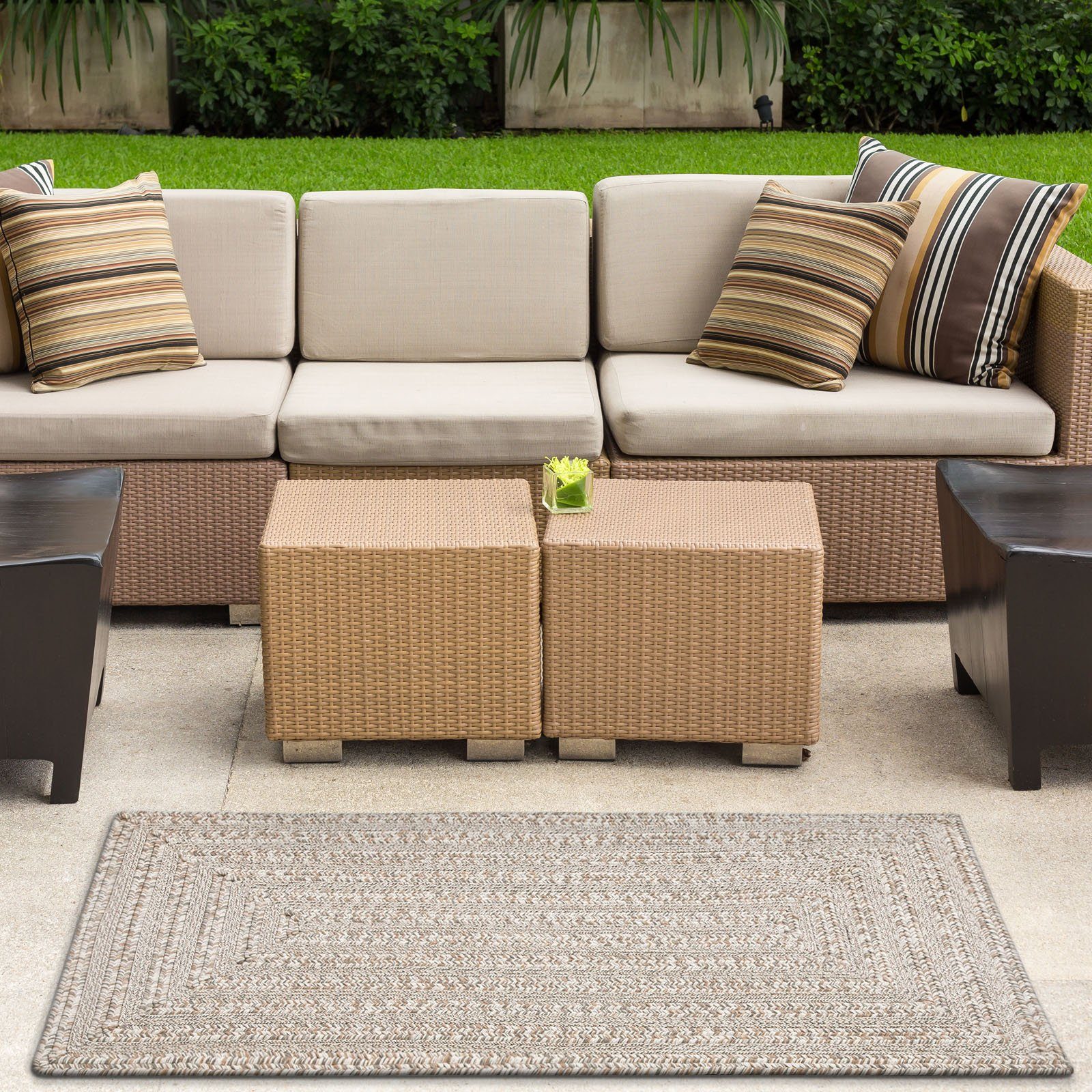 Outdoorteppich Azure, Taleta, Höhe: 7.5 mm, In-, Outdoor Teppich Wetterfest, Handgewebt, Balkon Teppich, Garten Teppich, Wohnzimmer Teppich, 70 × 140 cm