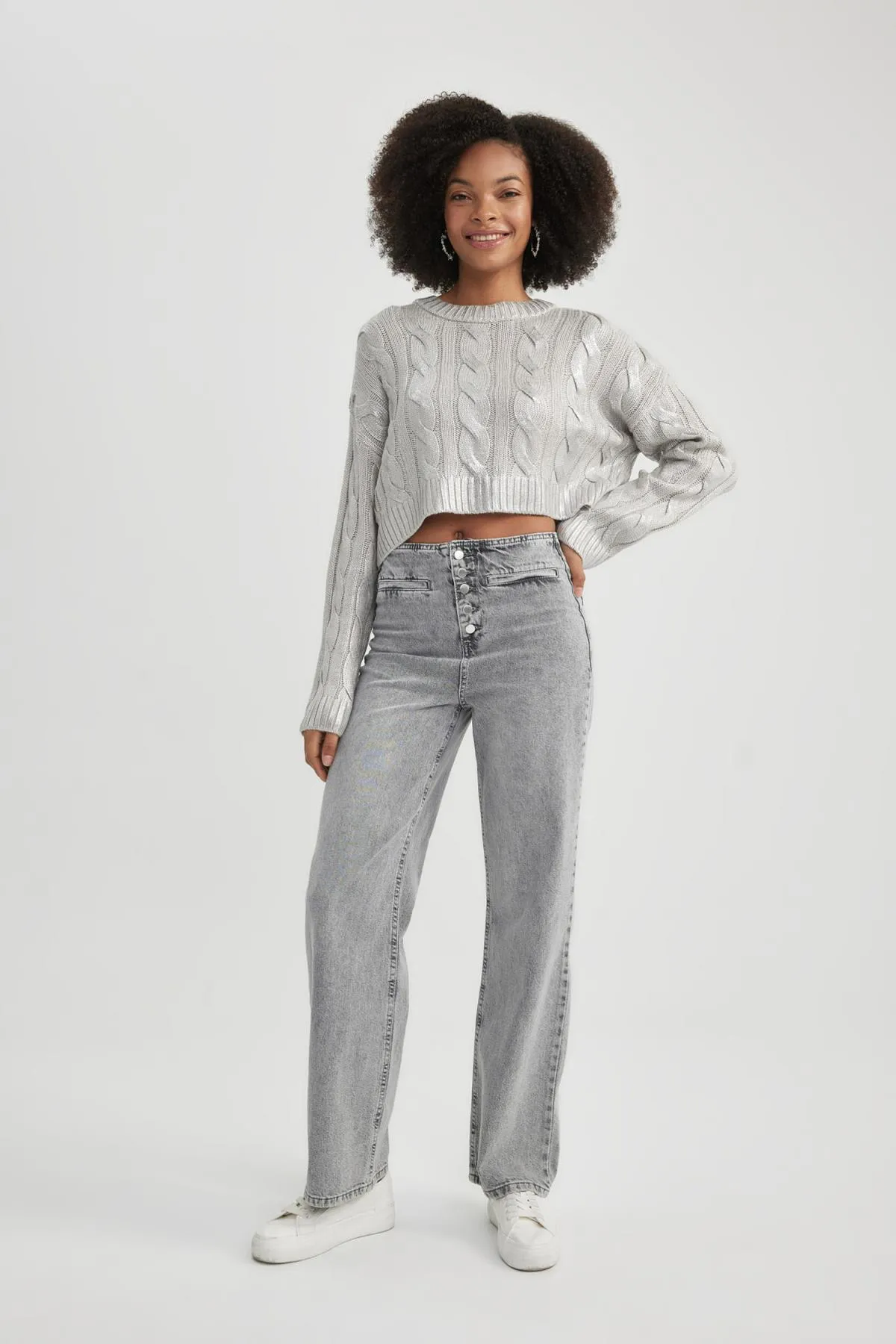 DeFacto  Lange Jeanshose im 90er-Stil mit weitem Bein und hoher Taille, B8162ax23cw