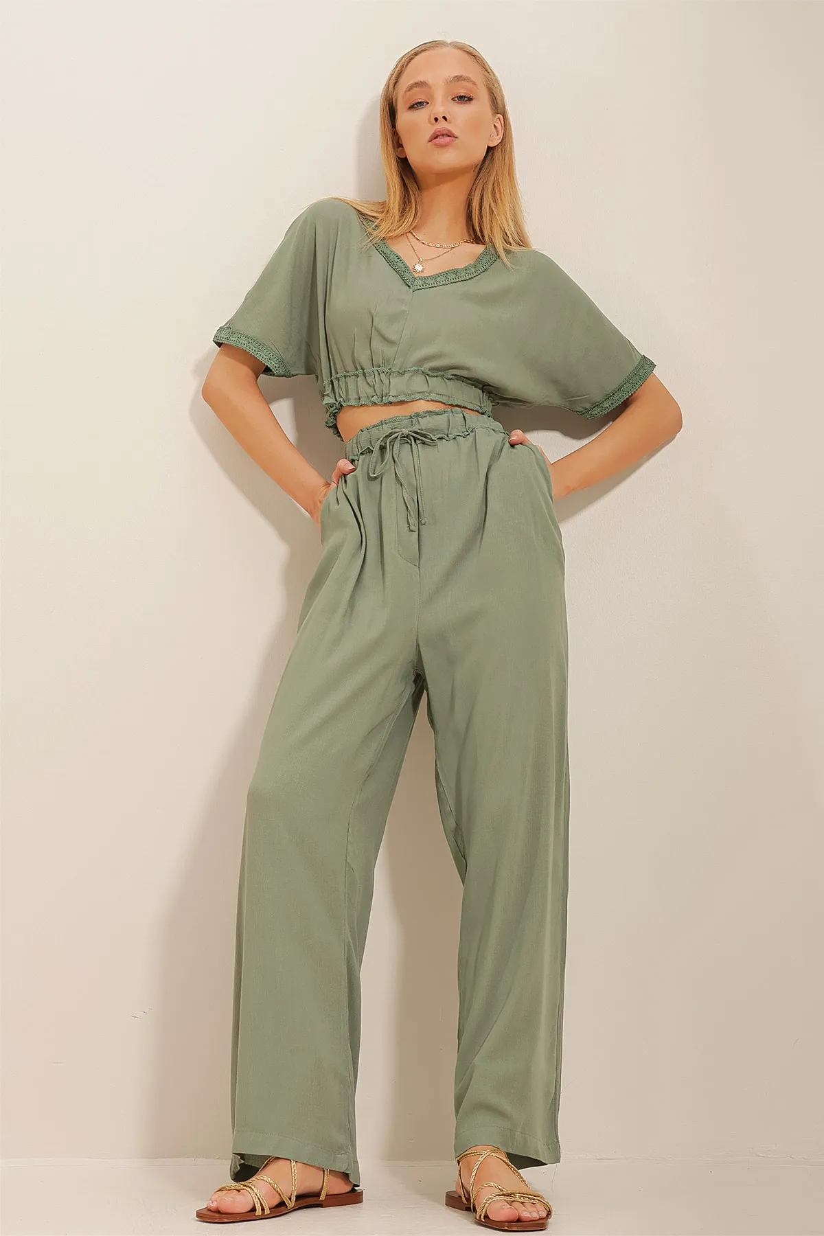 Trend Alaçatı Stili  Zweiteiler - Grün - Regular Fit