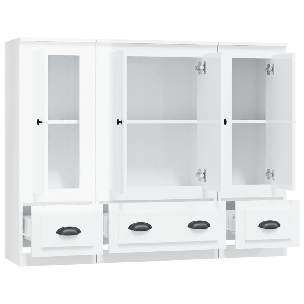 vidaXL Sideboard Highboards 3 Stk. Hochglanz-Weiß Holzwerkstoff (3 St)