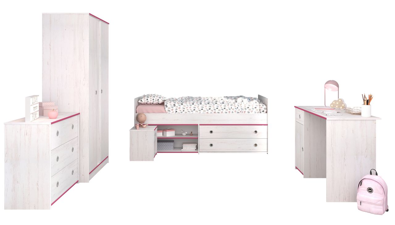 Parisot Kinderzimmer, 5-tlg., Smoozy 36 - Kanten drehbar - Pink oder Blau