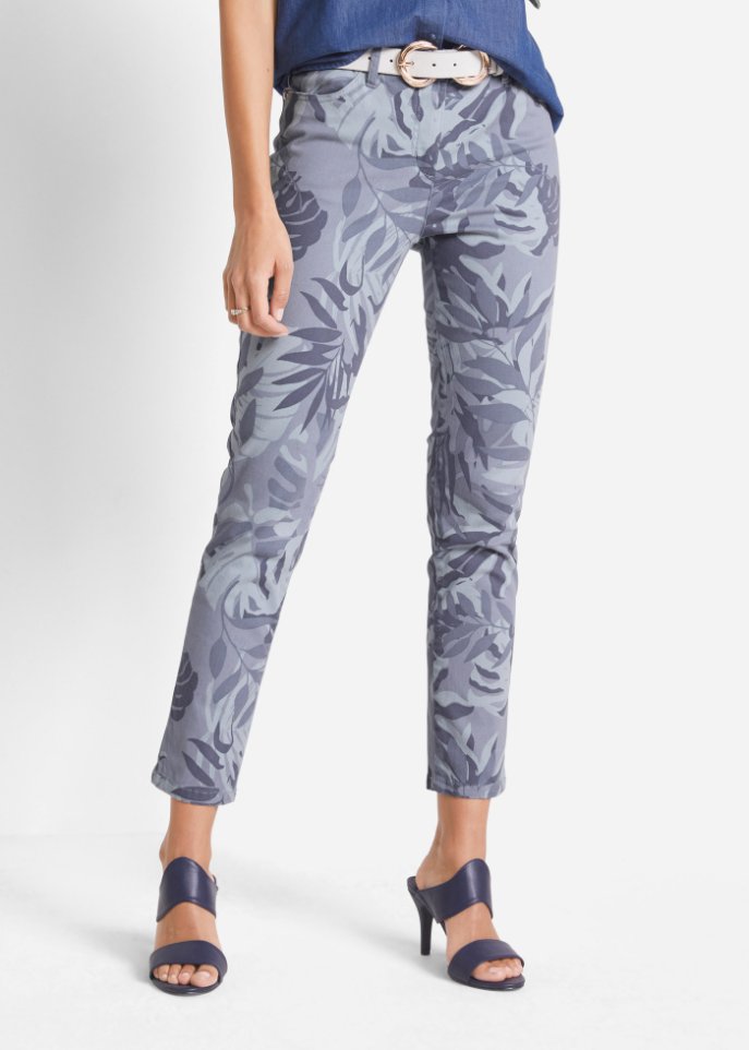Stretch-Hose knöchellang mit floralem Druck