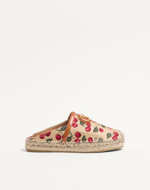 VLogo Signature Mule i Raffia Jacquard med Kirsebærmotiv 25 mm