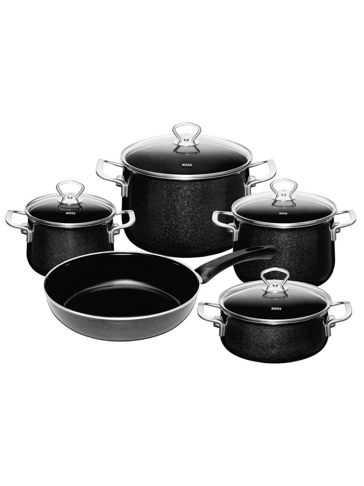 Riess Topfset Black Magic Emaille in Schwarz günstig kaufen 1 Stück
