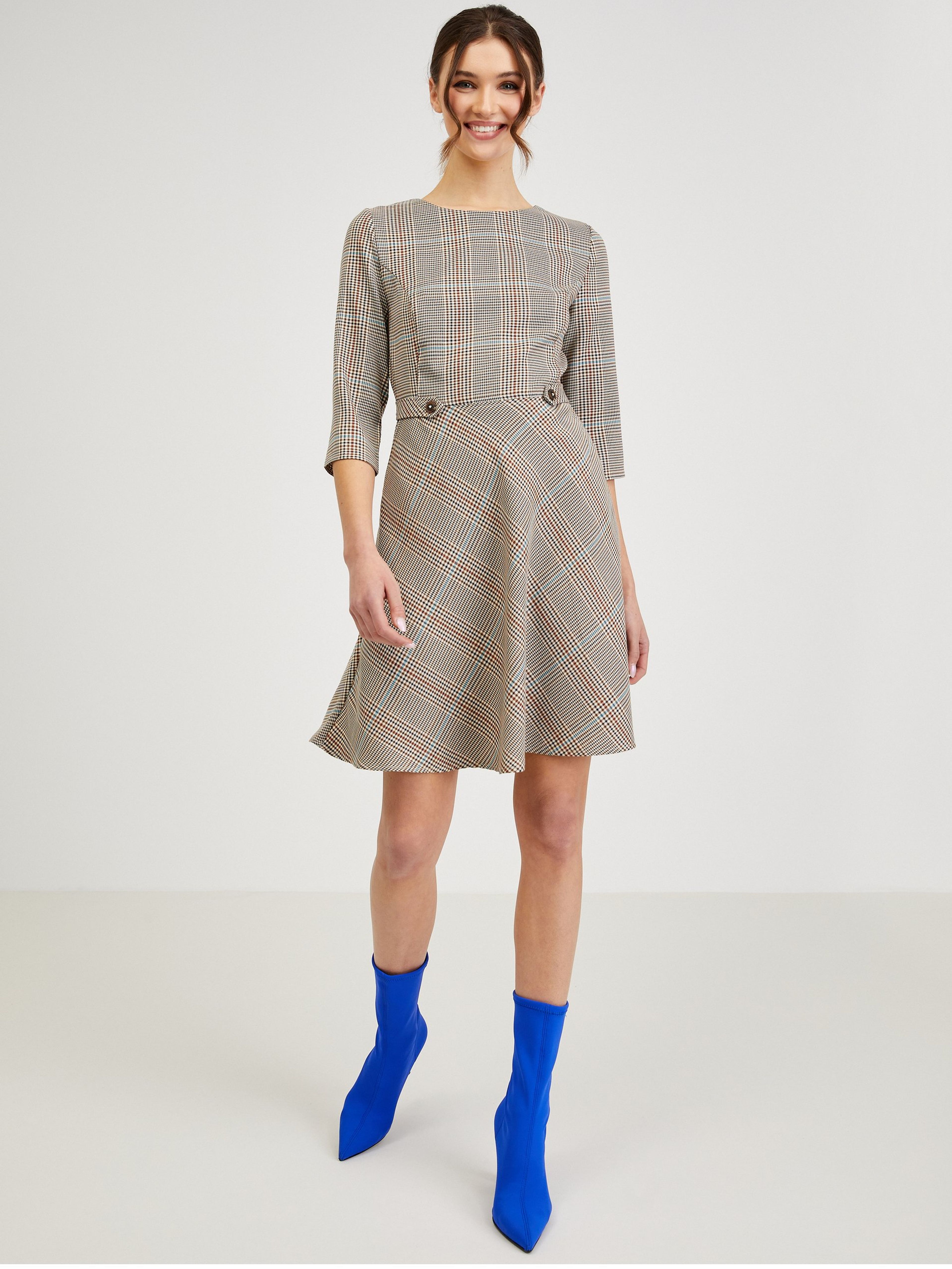 Braunes kariertes Kleid ORSAY