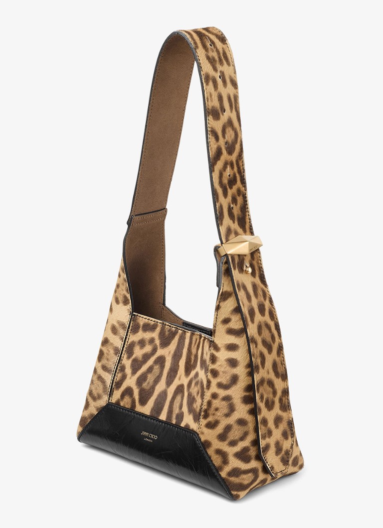 Jimmy Choo Diamond Hobo/S borjúbőr válltáska leopárdmintával