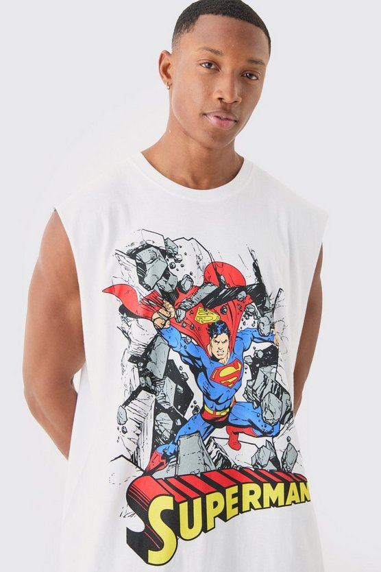 Oversize Tanktop mit lizenziertem Superman Comic Print