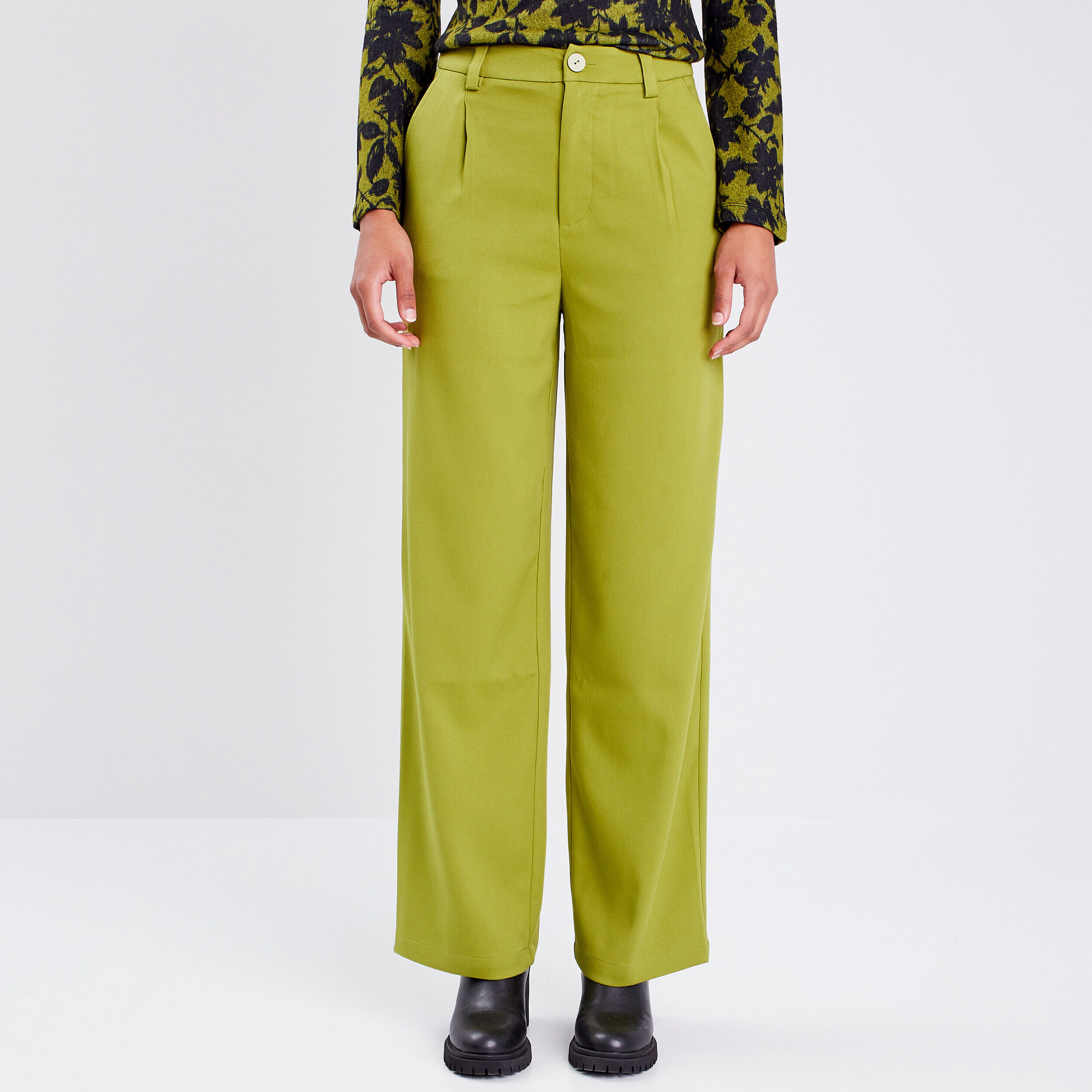 Pantalon city bootcut vert anis femme | Cache Cache