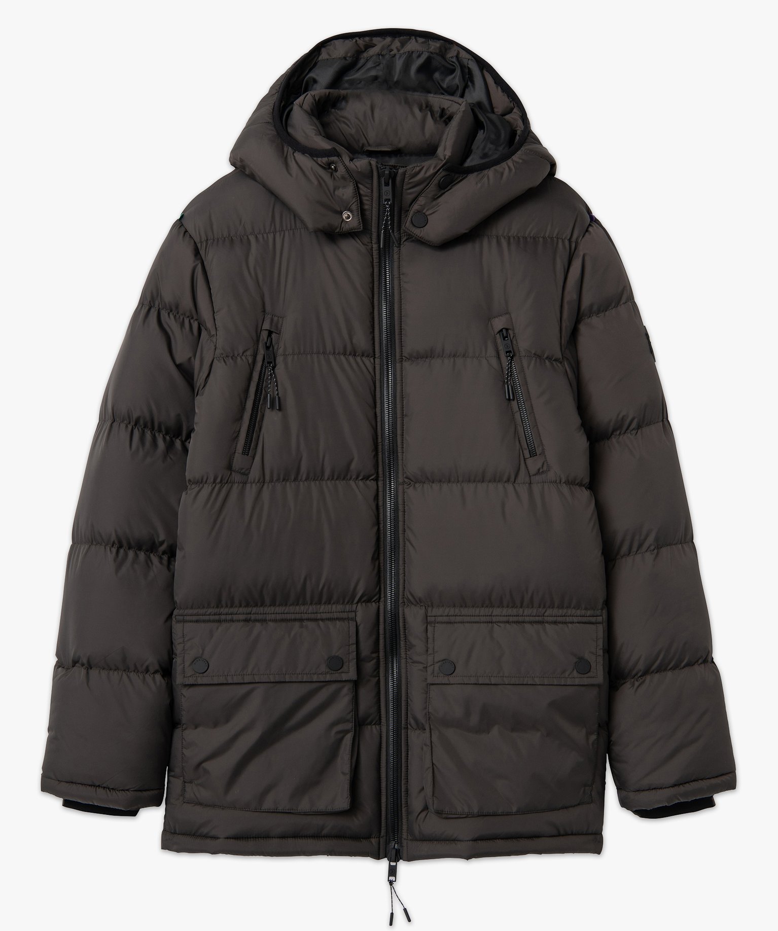 Parka homme multipoche à capuche amovible kaki | GEMO