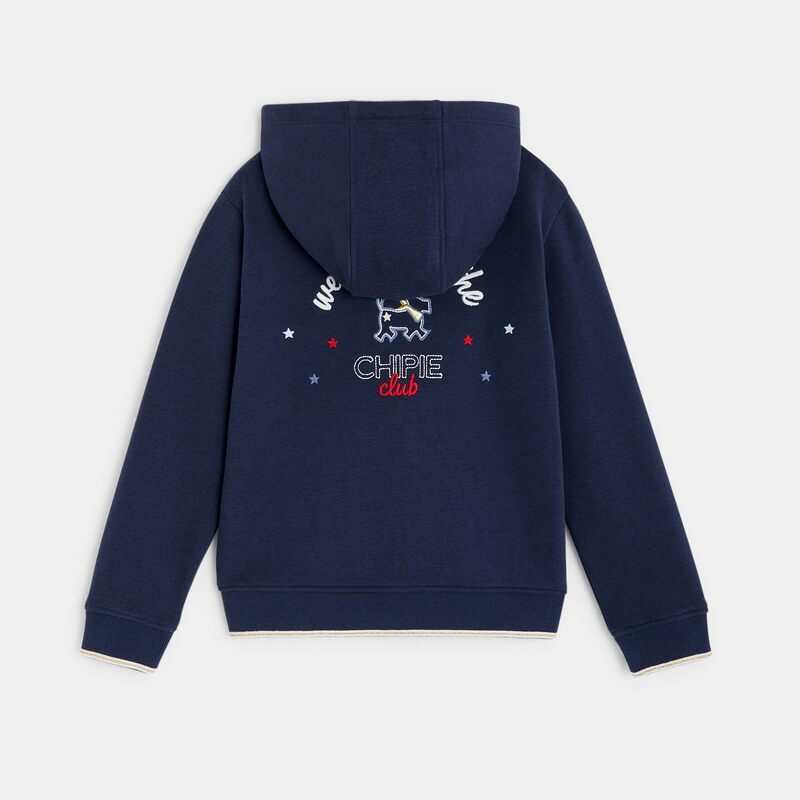 Gilet à capuche navy brodé Chipie bleu fille