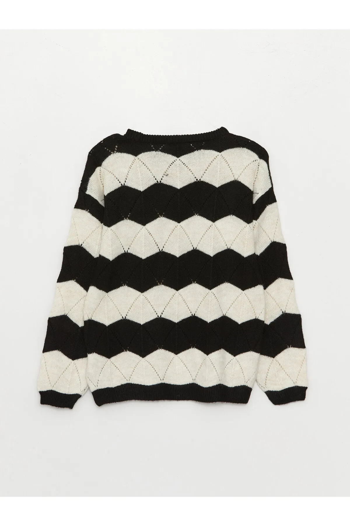 LC Waikiki  Gestreifter Langarm-Strickpullover für Mädchen mit Rundhalsausschnitt
