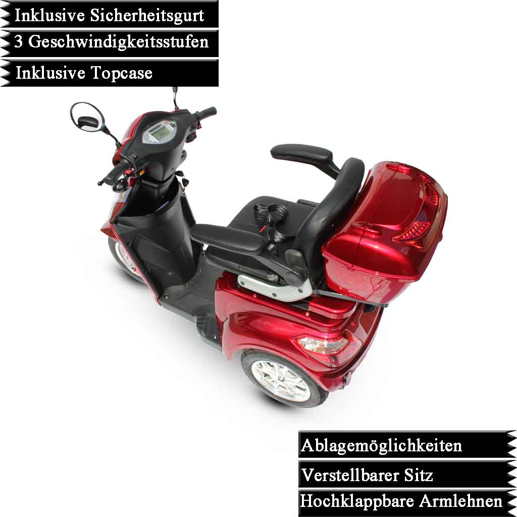 ECO ENGEL Elektromobil ECO ENGEL 501 Rot mit 20 Ah Li-Io Akku Herausnehmbar, 25 km/ h
