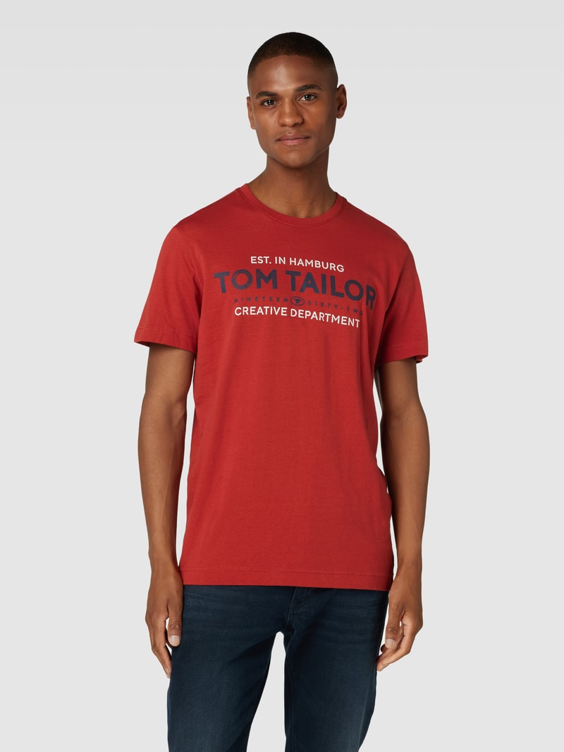 T-Shirt mit Label-Print in rot