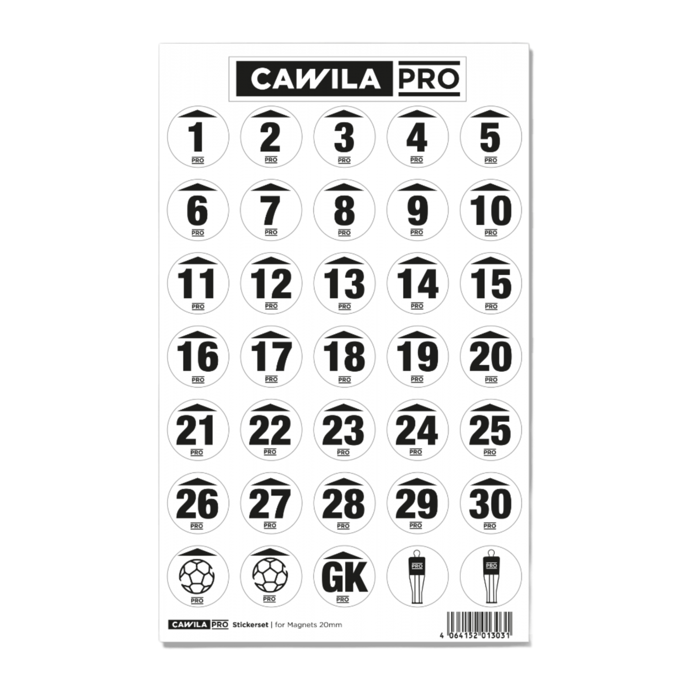 Cawila PRO Stickerset Rückennummer 20mm Schwarz