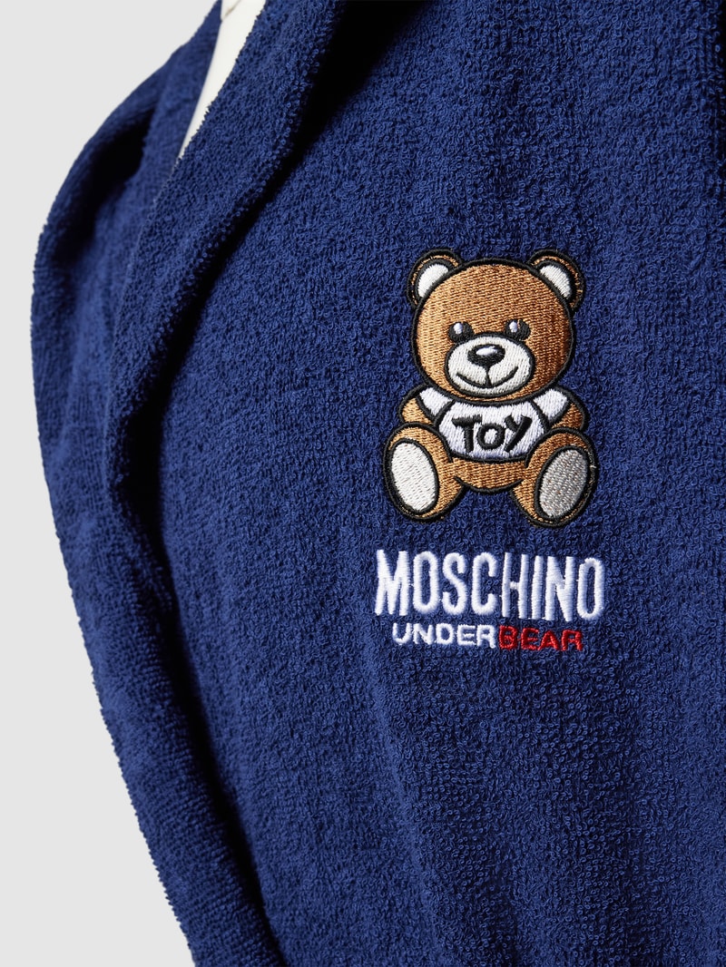 Bademantel mit Label-Stitching in marineblau
