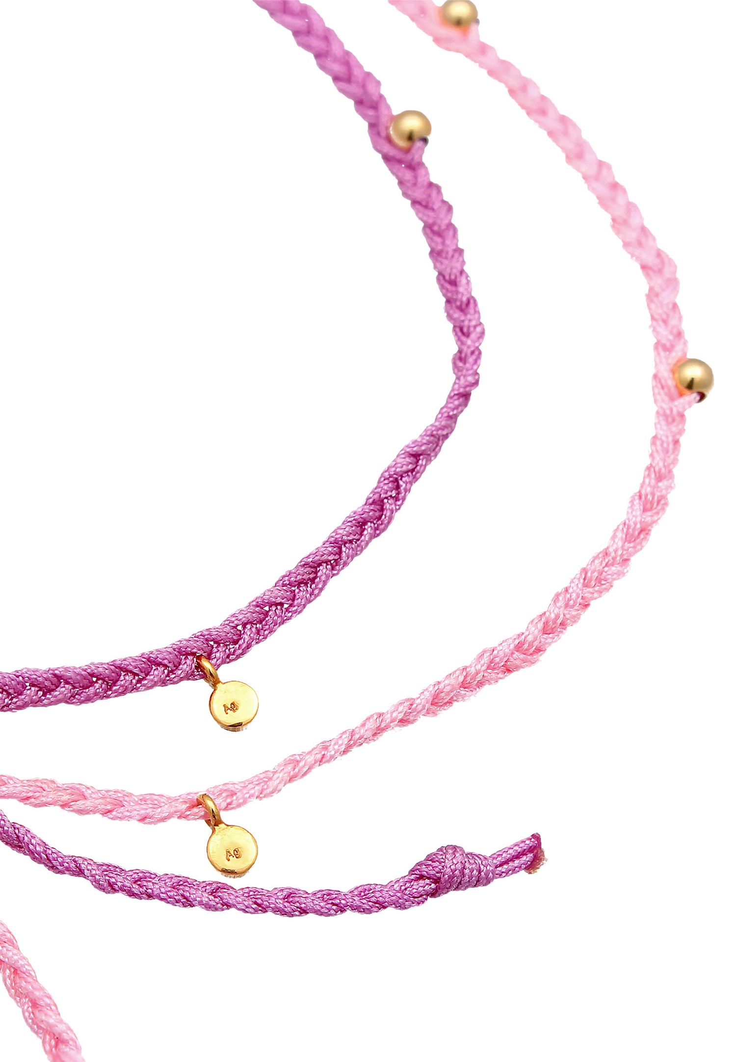 Set di nastri in nylon da donna Elli - Perline regolabili in argento sterling 925 con motivo a treccia.