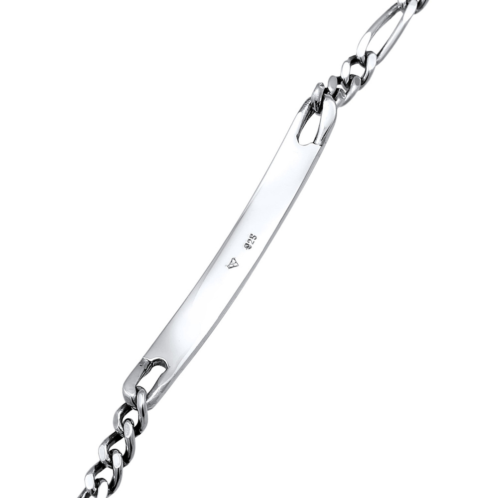 KUZZOI KUZZOI Bracelet Plaque d'identité pour homme Figaro Discreet Classic en argent st Bracelet