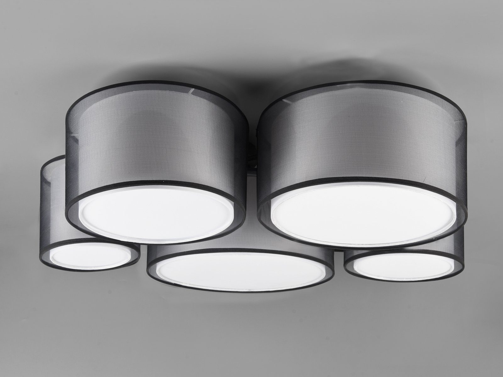 meineWunschleuchte LED Deckenleuchte, LED wechselbar, Warmweiß, große ausgefallen-e Designer Lampe mit 5x Stoff Lampen-schirm, B: 90cm
