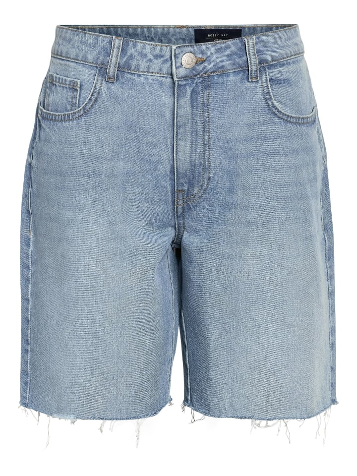 Noisy may Jeans-Shorts mit Fransensaum und 5 Taschen Design in Hellblau günstig kaufen