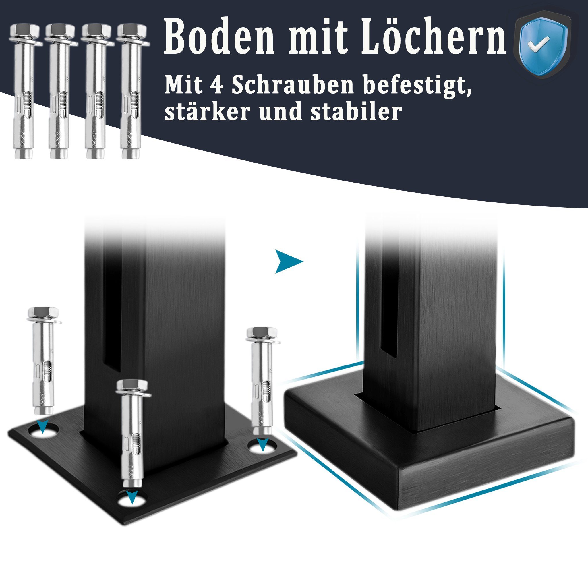 AUFUN Zaun Glas Geländerpfosten Glashalter Edelstahl Silber Glasklemme, 10-12mm, (Glas-Geländerpfosten, Glas-Balustradenpfosten), Sichtschutz, Windschutz für Gehärtetes Glas Werden 85cm / 95cm