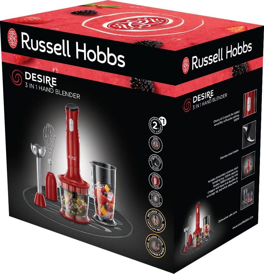 RUSSELL HOBBS Stabmixer Desire 3in1 24700-56, 500 W, 2 Geschwindigkeitsstufen, Edelstahlmesser, spülmaschinengeeignet