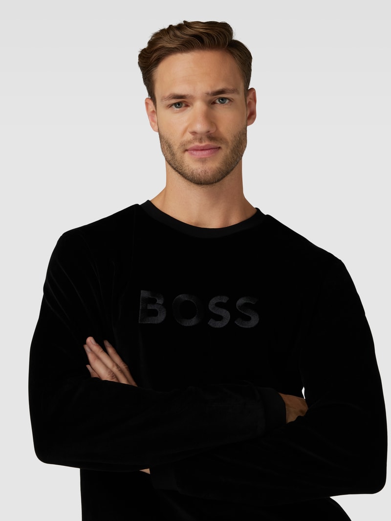 Sweatshirt mit Label-Stitching Modell 'Soleri' in schwarz