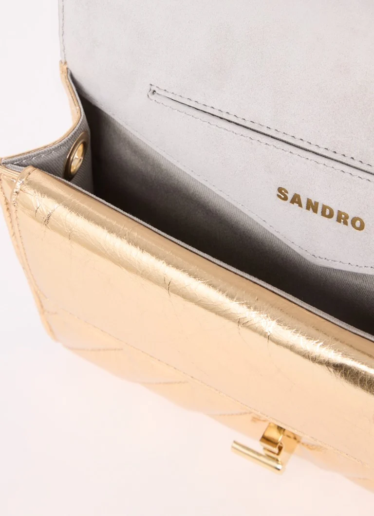 Borsa a tracolla Sandro in pelle con finitura metallica
