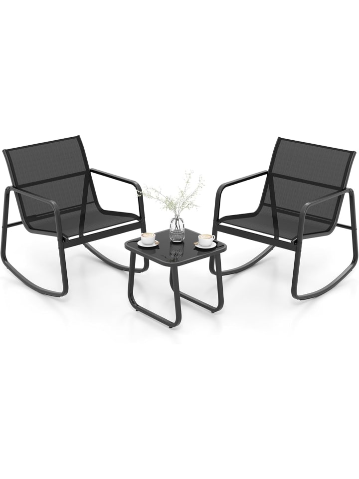 COSTWAY 3tlg. Gartenmöbel Set in Schwarz günstig kaufen onesize