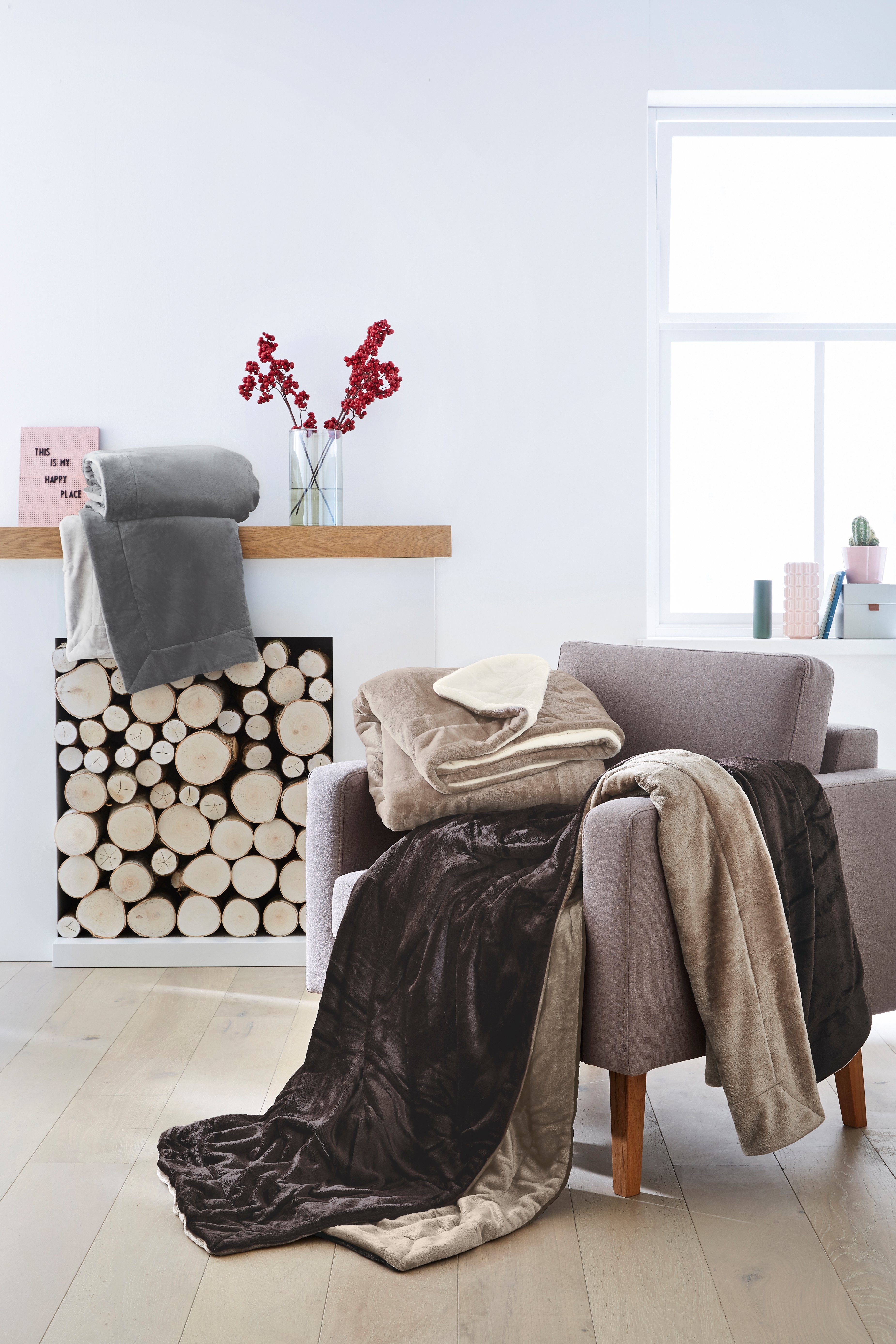 Wohndecke Doublesoft, s.Oliver, praktische Wendedecke, Kuscheldecke