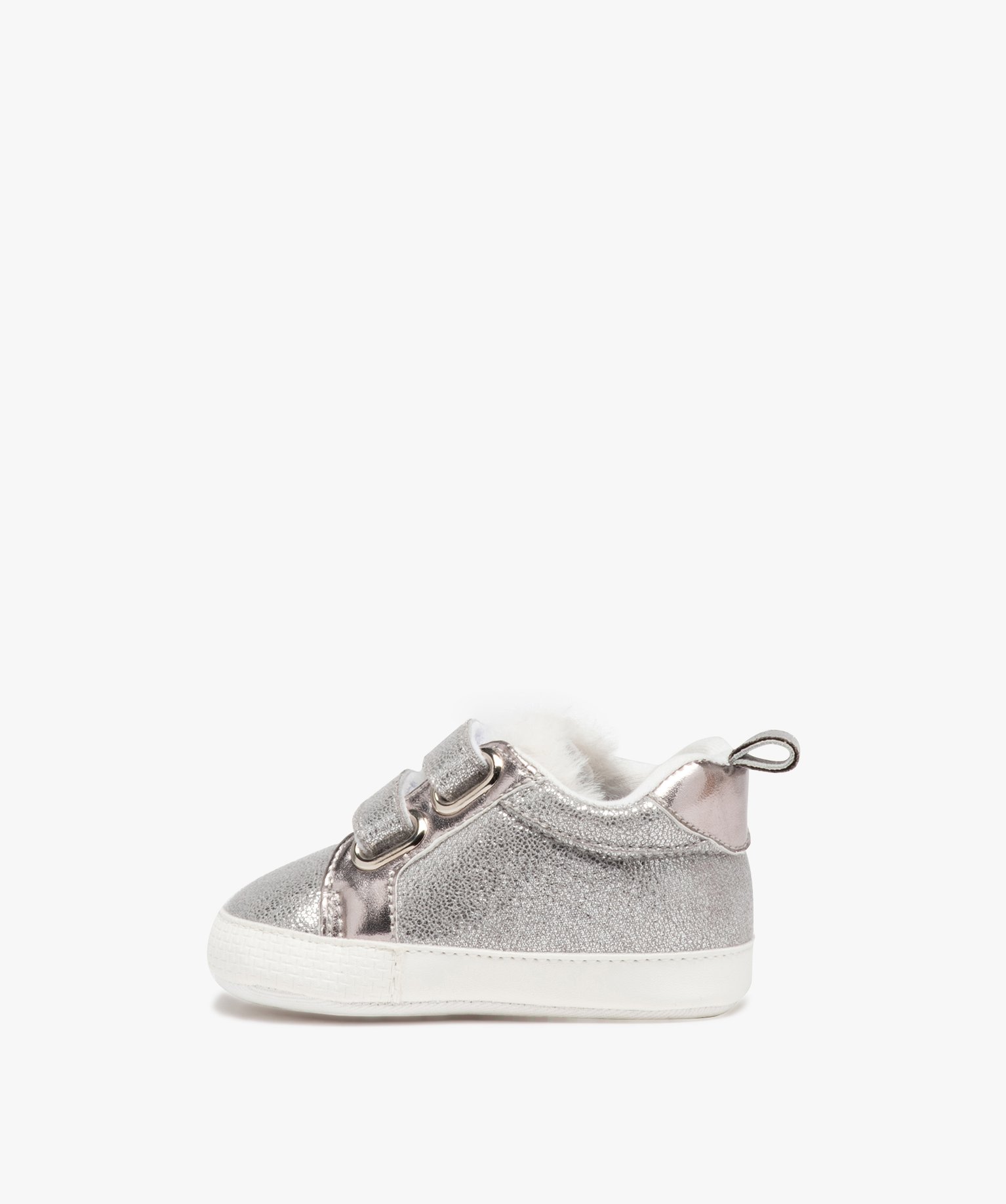 Chaussons de naissance bébé fille pailletés avec languett... argent | GEMO