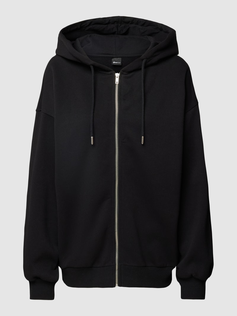 Oversized Sweatjacke mit Kapuze in schwarz
