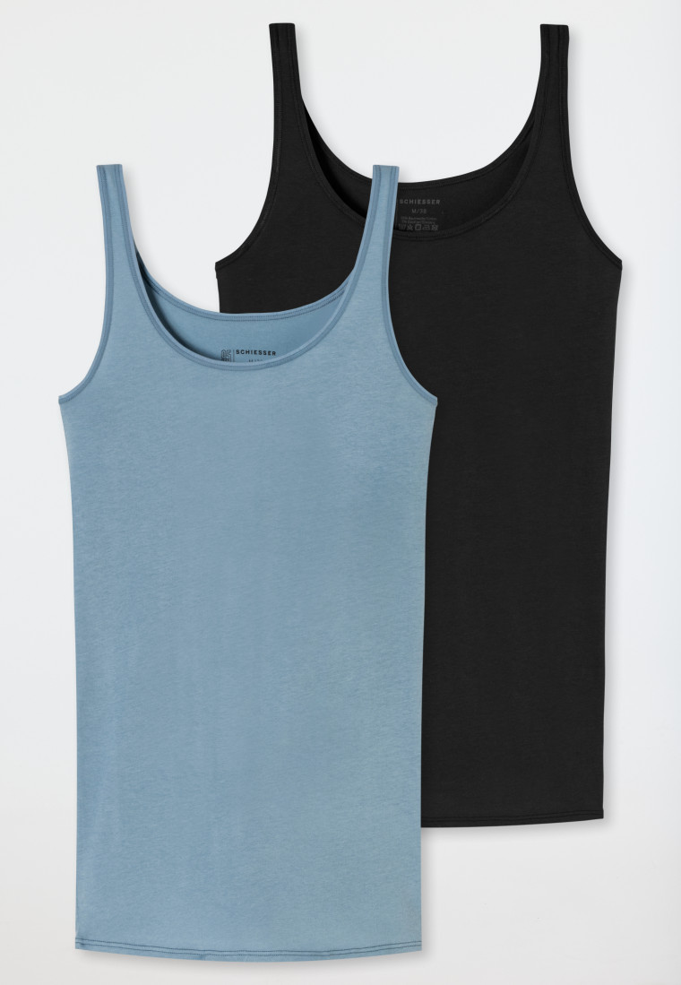 Top 2er-Pack Organic Cotton schwarz/graublau - 95/5 Organic